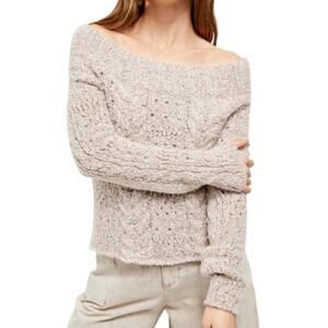 FREE PEOPLE Avalon Off Shoulder Sweater in Conch Shell | XS​​​​​​​​​​​​